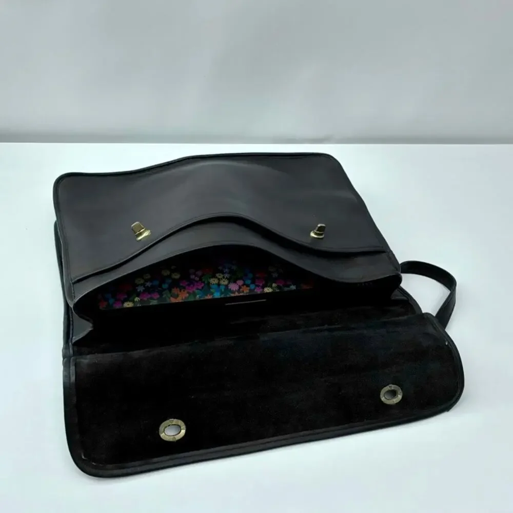 Vintage Laura USA Black Leather Satchel with Shoulder Strap - Laptop Bag - Picture 13 of 13